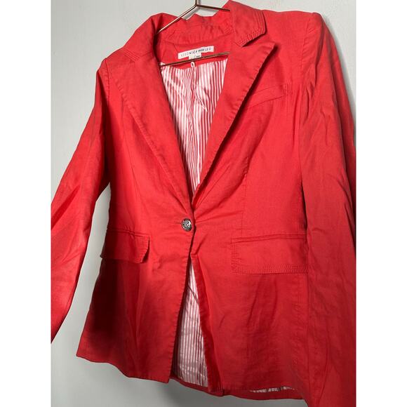 VERONICA BEARD Melon Red Linen Blend Sedgwick Dicky Jacket Blazer Size 2 - Picture 10 of 16